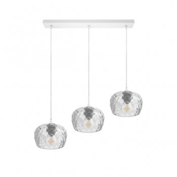 Distribuidor - Lâmpadas Diversas | Lâmpadas Modernas | REGLETA ESTELA 3XE27 BLANCA REGX65X13 CM C/TULIPAS CRISTAL TALLADO TRANSPARENTE Ref: 196893001